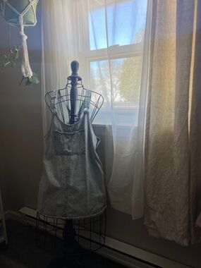 Washed Blue Denim Overall Mini Dress